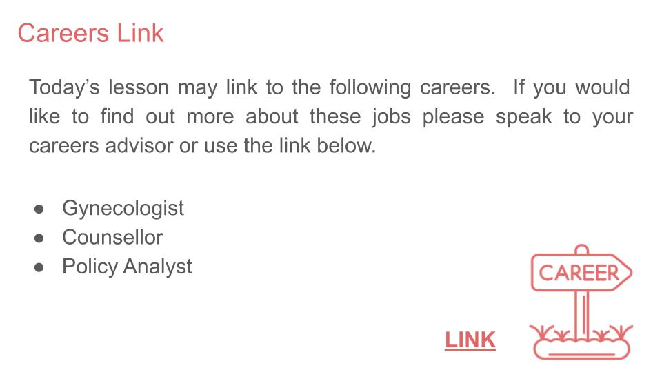 Abortion lesson tutor time pupil workbook PSHE RSHE 2026 guidance careers