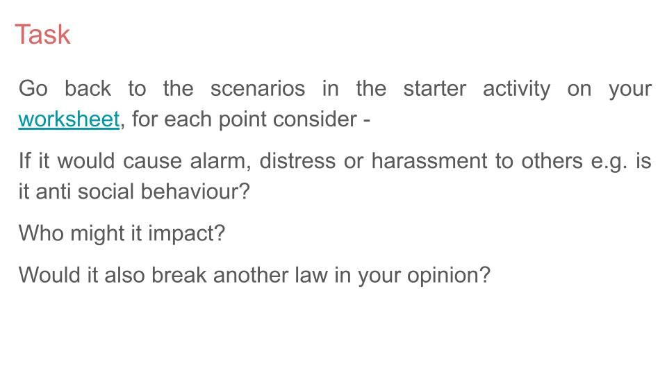 anti social behaviour worksheet lesson slide