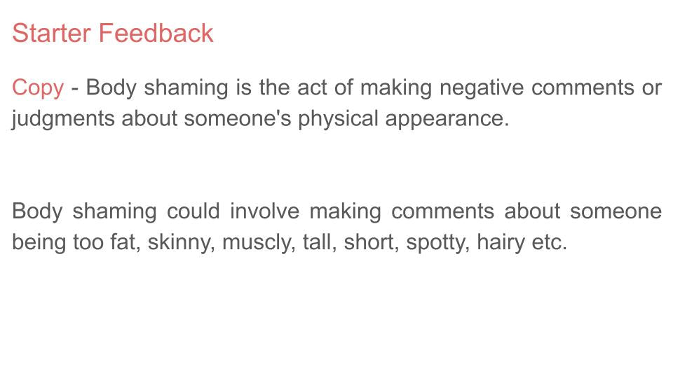Body Shaming Lesson