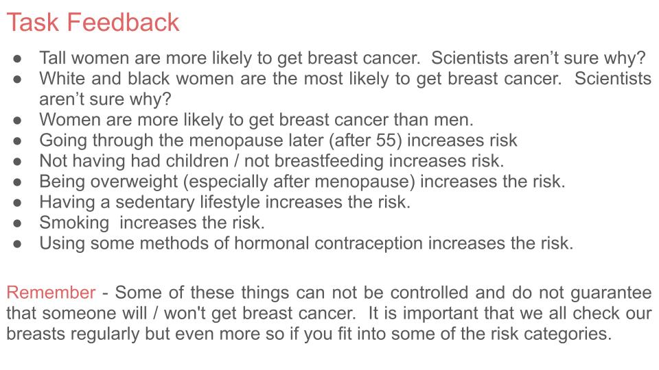 Breast Cancer Awareness Lesson or Tutorial
