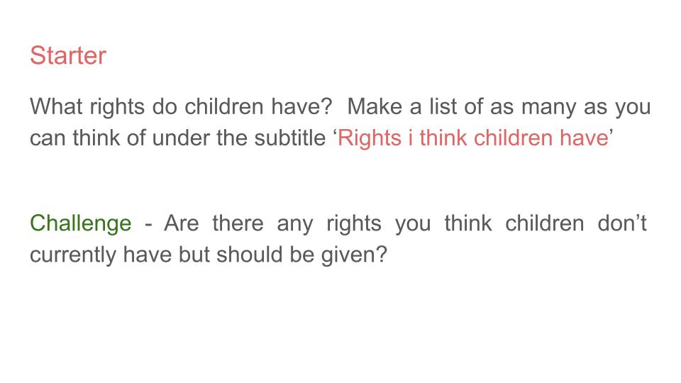 Children's Rights UNCRC Lesson