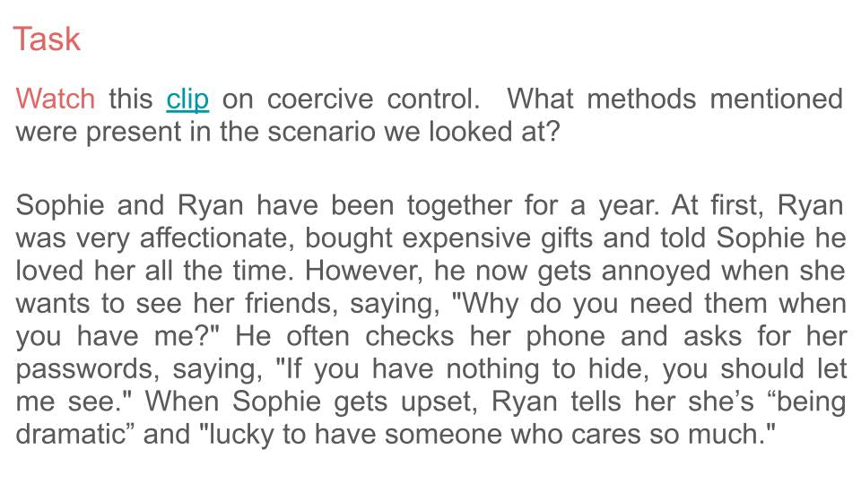 Coercive Control Lesson or Tutorial