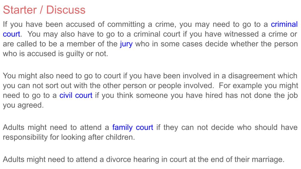 Courts form time tutor time Citizenship lesson resource starter slide