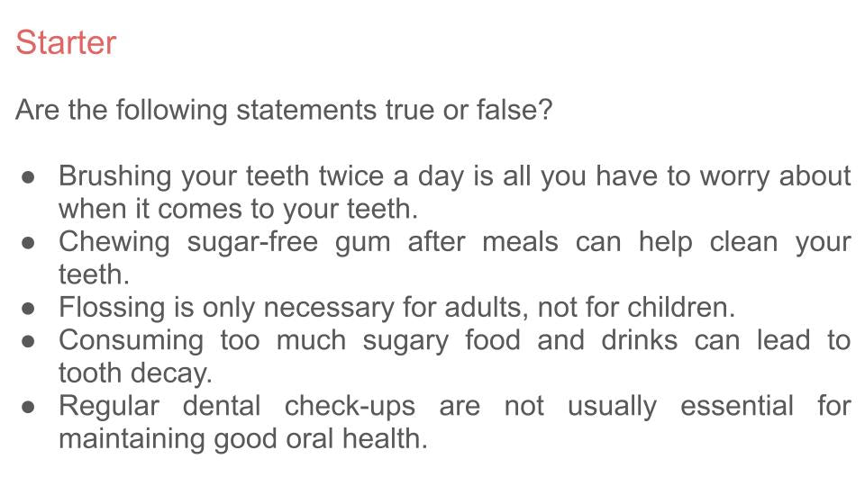 Dental / Oral Hygiene Lesson or Tutorial