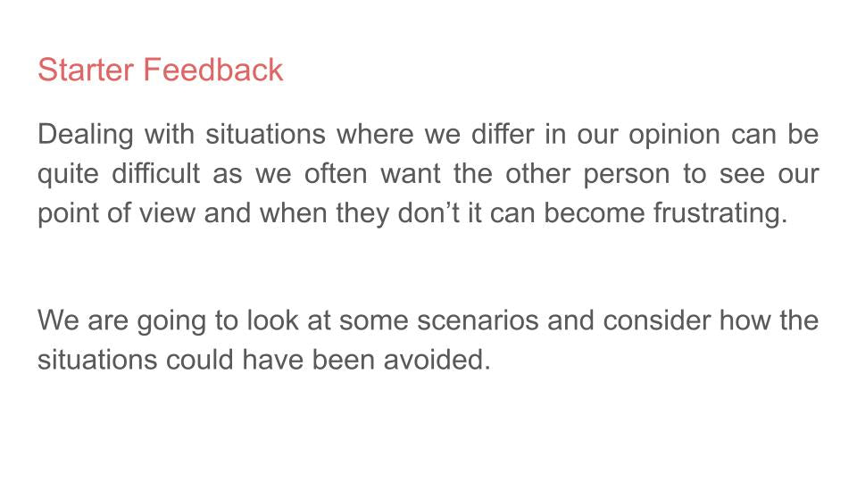 Differences of opinion / conflict PSHE Lesson