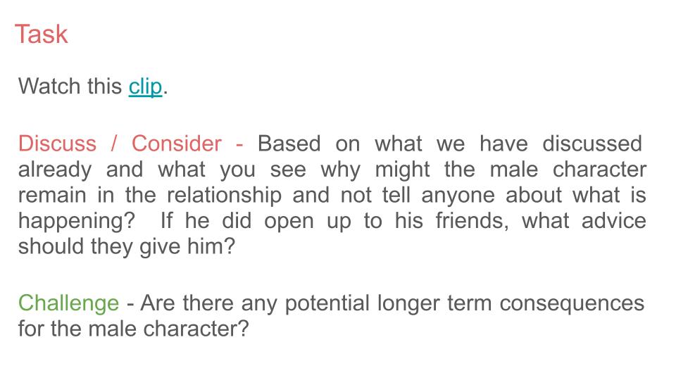 Male Domestic Abuse KS5 Tutor / Form Time PSHE