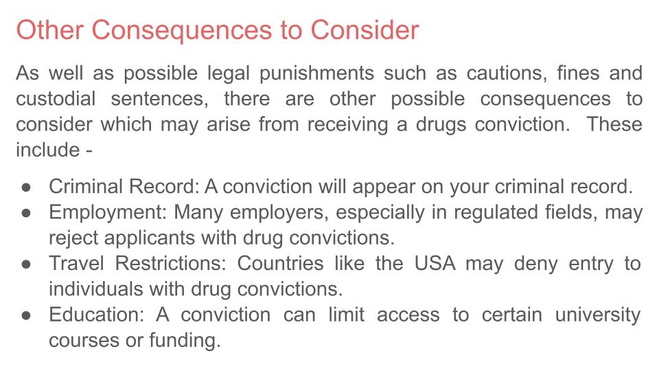 Drugs - Consequences & Dealing with Emergencies KS5