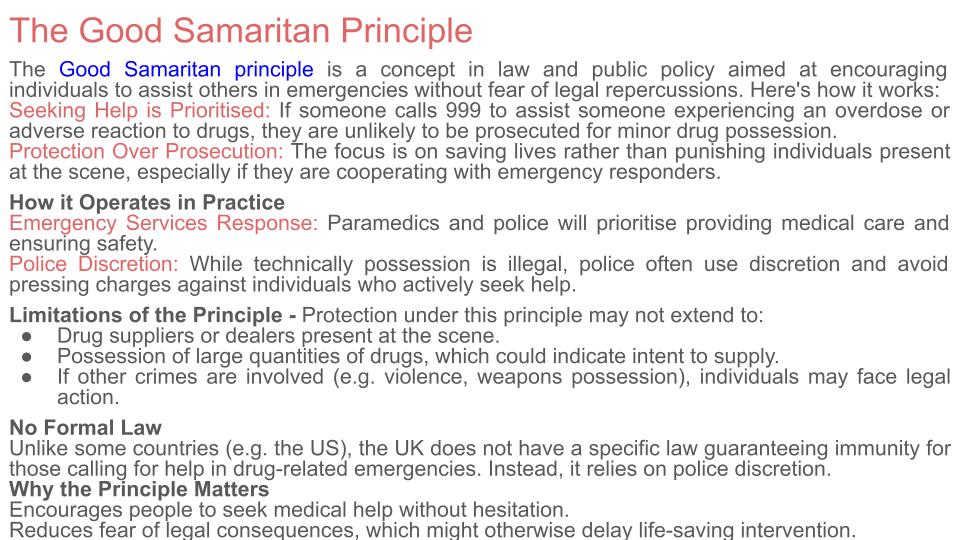 Drugs - Consequences & Dealing with Emergencies KS5