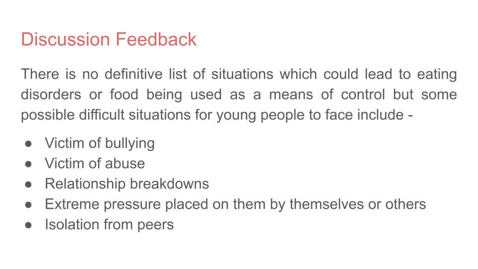 Eating Disorders - Relationships with Food Lesson