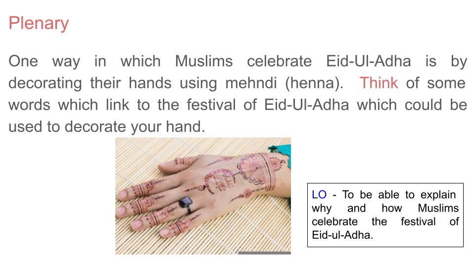 Eid Ul Adha Lesson or Tutor Time