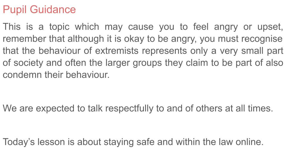 Extremism, Radicalisation & Grooming Lesson