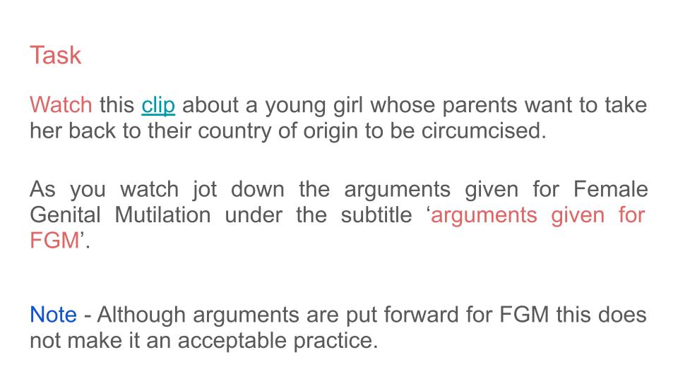 female genital mutilation FGM PSHE lesson from Youcantknoweverything Education ideal for KS3 or KS4