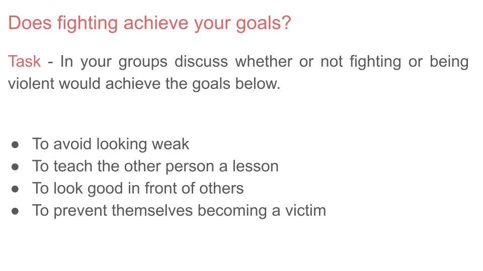 Fighting & violent behaviour Lesson or Tutorial