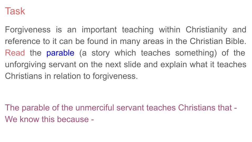 Forgiveness Lesson