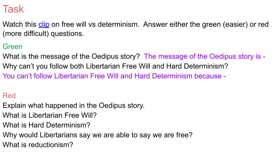Free Will Lesson