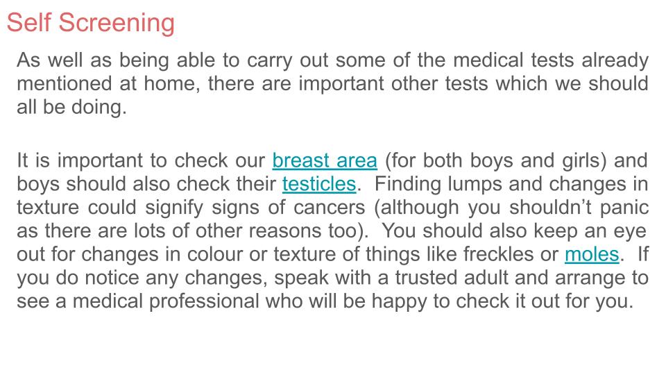 Health Screening / Testing Lesson