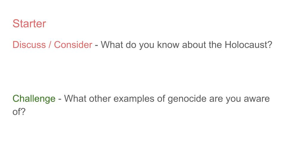 Holocaust Memorial Day Assembly / Tutorial