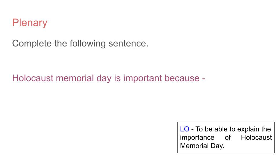 Holocaust Memorial Day free assembly tutor time resource