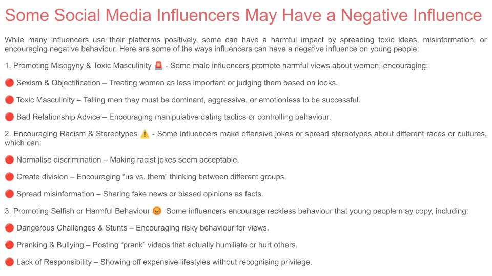 Online Influencers Lesson or Form Time Tutorial
