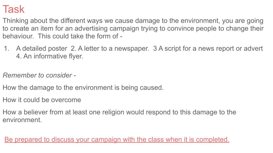 Environmental Issues With / without Religious Responses Lesson