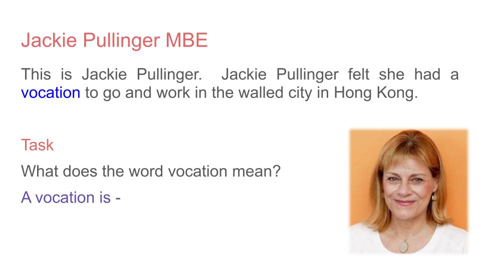 jackie pullinger vocation lesson re rs