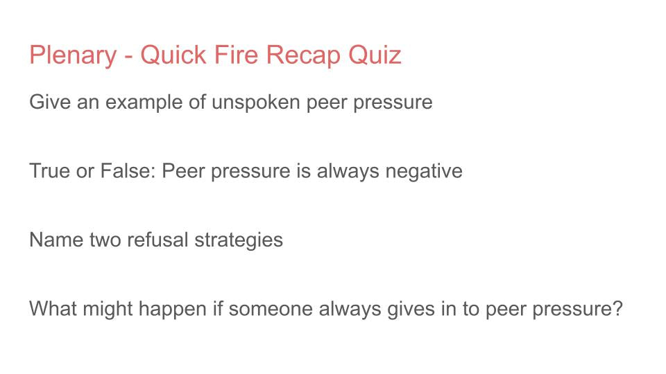 Managing Peer Pressure Lesson