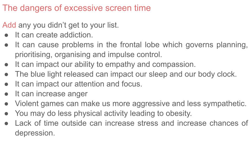 Managing Screen Time Lesson