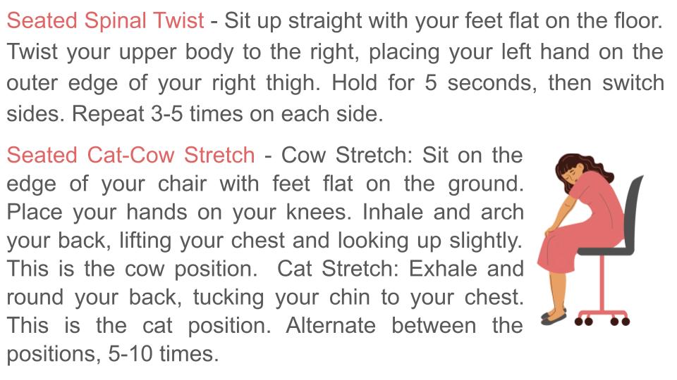 pshe lesson slide showing stretches for mental health.