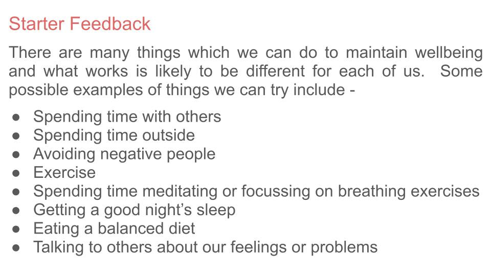 Mental Health and Movement PSHE Lesson / Tutor Time Resource