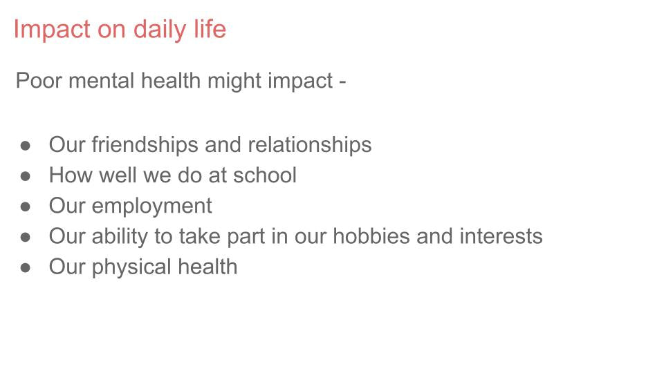 Mental Health Awareness Tutor Time / Assembly