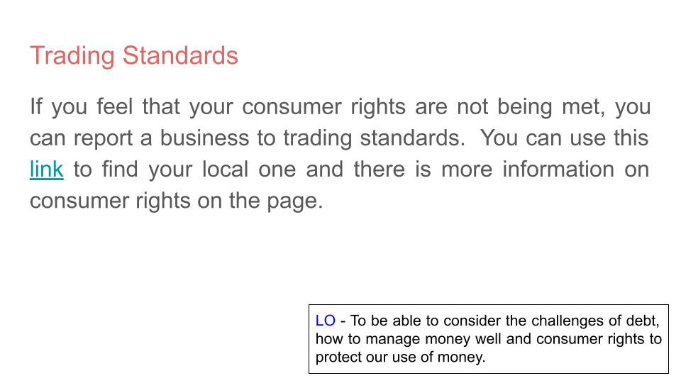 Money Management & Consumer Rights Lesson