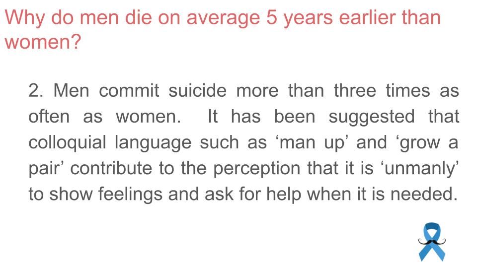 Movember tutor time / assembly resource PSHE awareness event suicide