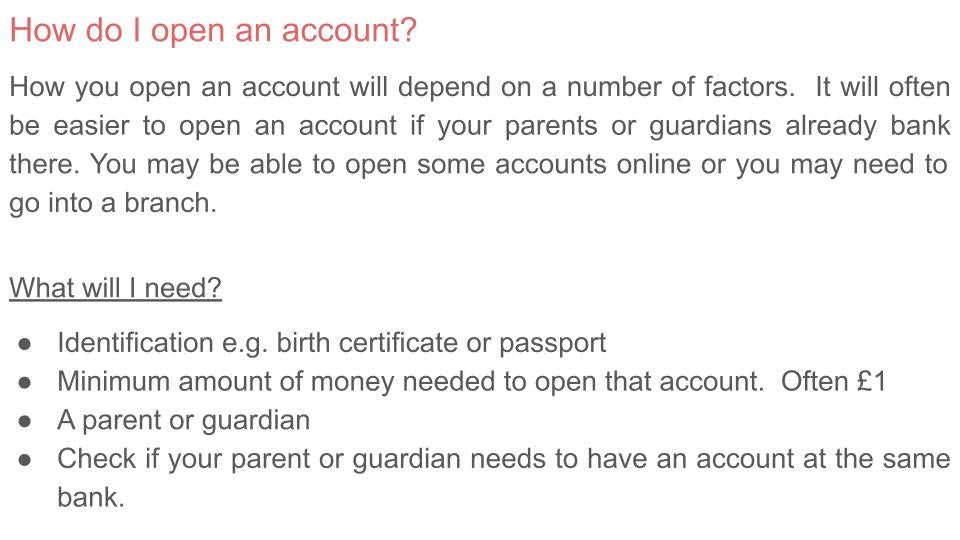Opening A Bank Account Lesson or Tutor Time