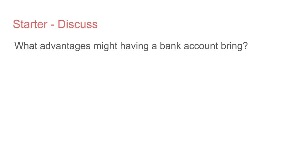 Opening A Bank Account Lesson or Tutor Time