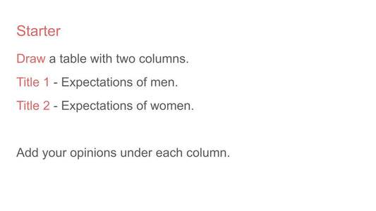 Gender Stereotypes PSHE Lesson / Tutor Time