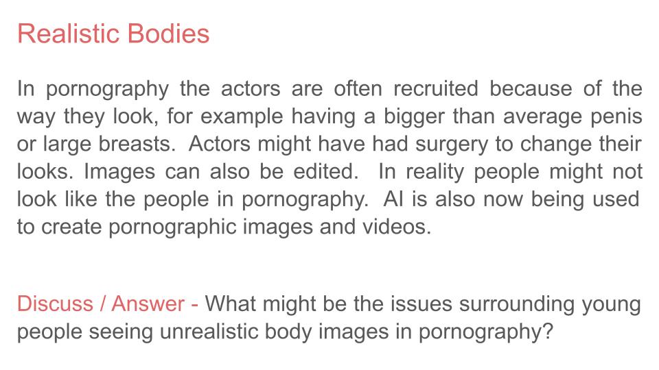 Pornography PSHE Lesson