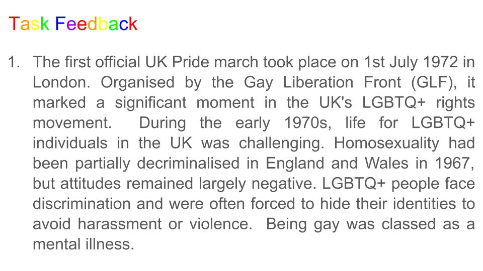 Pride Month Tutor Time / Assembly - Activism