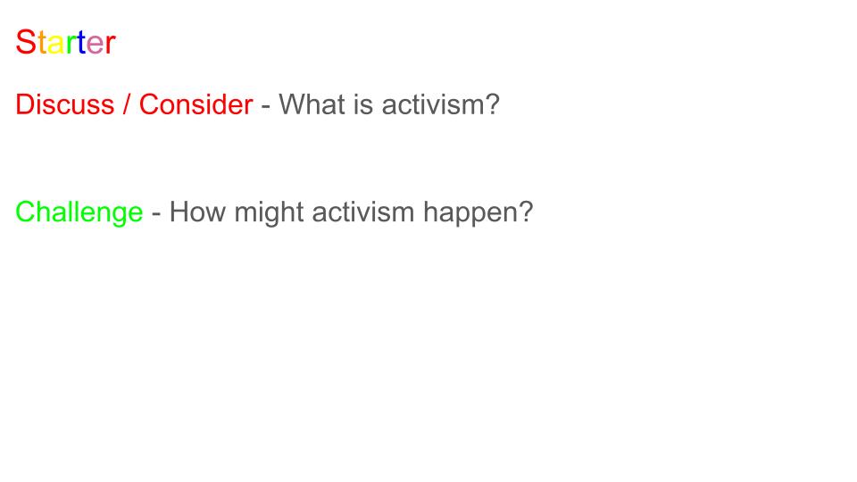 Pride Month Tutor Time / Assembly - Activism