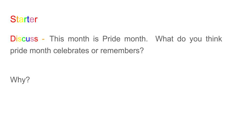 Pride Month Tutor Time / Assembly Resource