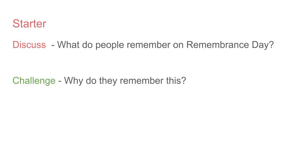 Remembrance Day Lesson or Tutorial / Assembly