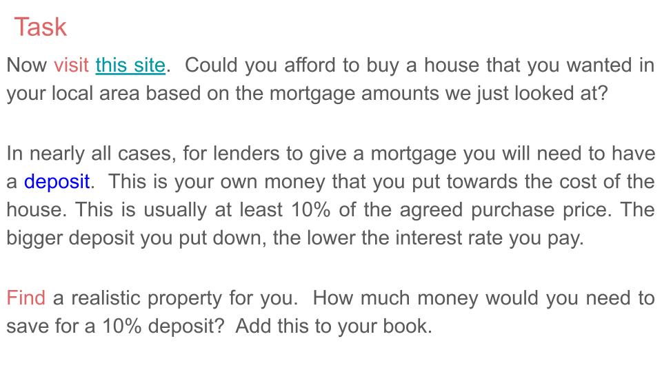 buying a house home rent mortgage pshe lesson ks4 ks5 free