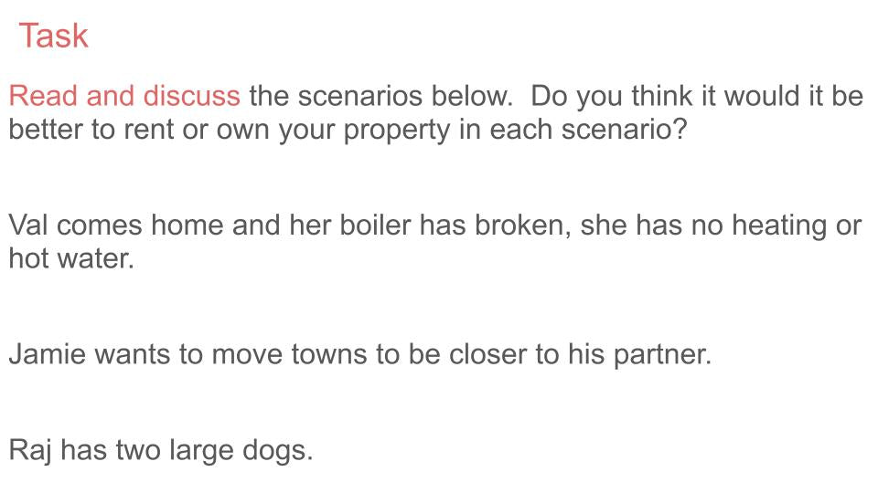 rent mortgage pshe lesson ks4 ks5 free