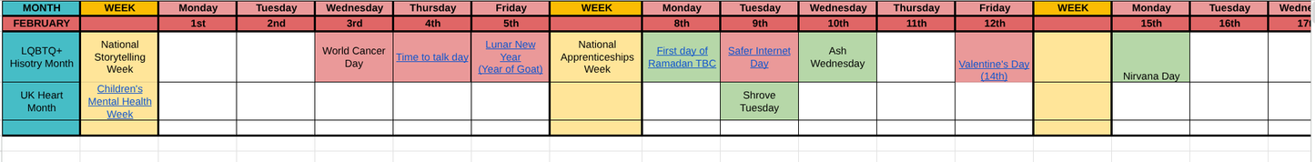 Awareness and Important Days Calendar 2026 - 2027