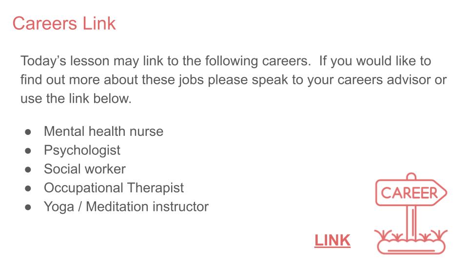mental health pshe lesson ks3 ks4 careers