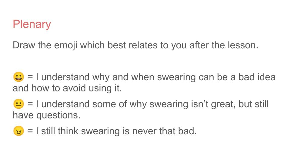 Swearing PSHE / Behaviour Lesson