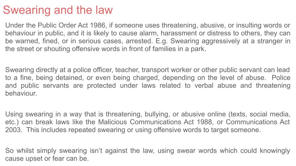 Swearing PSHE / Behaviour Lesson