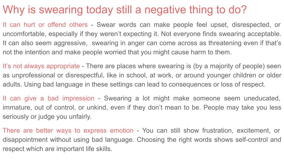 Swearing PSHE / Behaviour Lesson