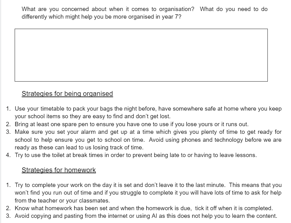 Transition to Secondary School Booklet