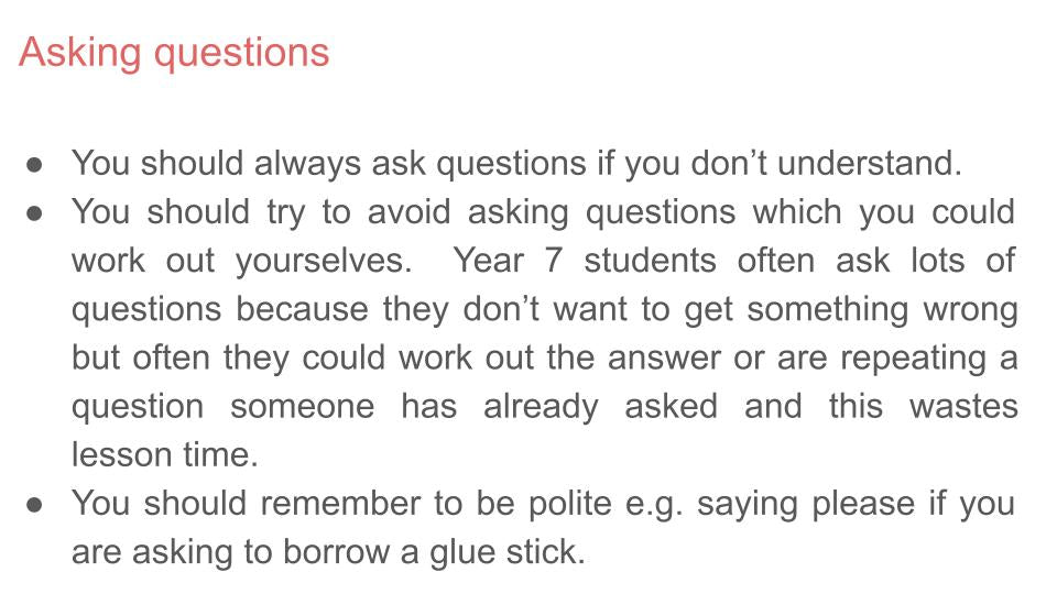 Transition to Secondary School Tutorial