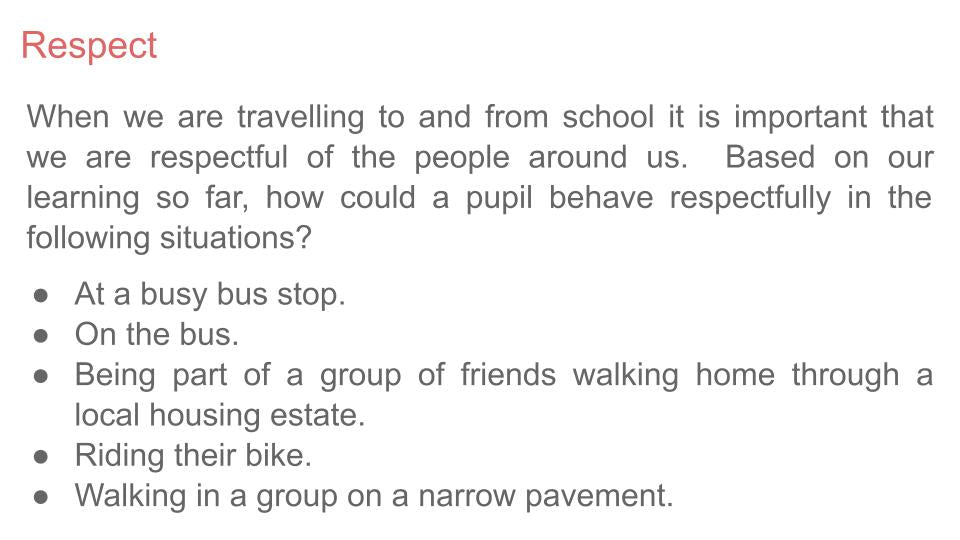 Behaviour travel to and from school